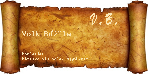 Volk Béla névjegykártya