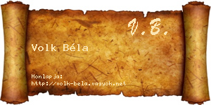 Volk Béla névjegykártya